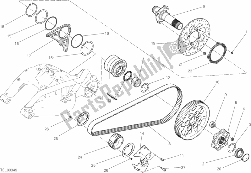 Alle onderdelen voor de Naaf, Achterwiel van de Ducati Diavel Xdiavel S Thailand 1260 2016